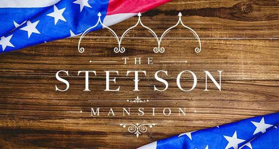 A military-themed display at the Stetson Mansion