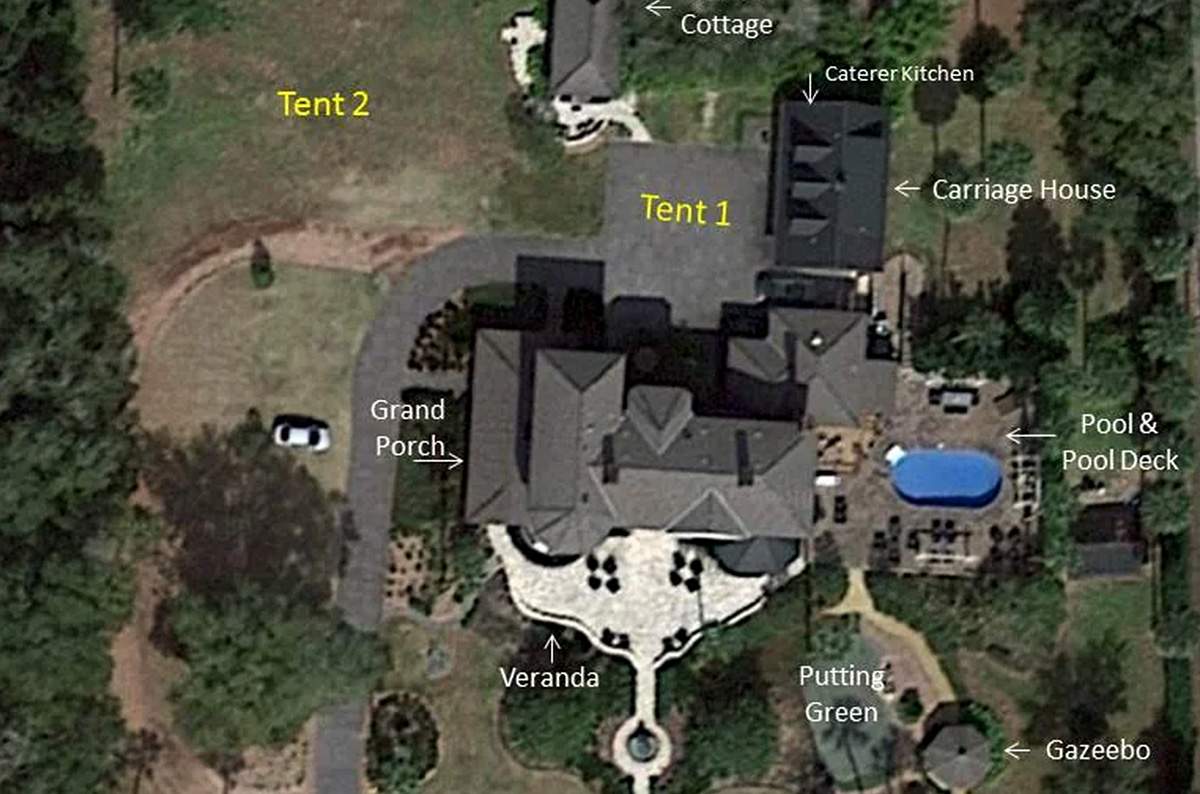 Birds eye view of the Stetson Mansion and estate