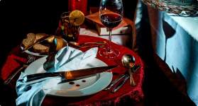A murder mystery table setting