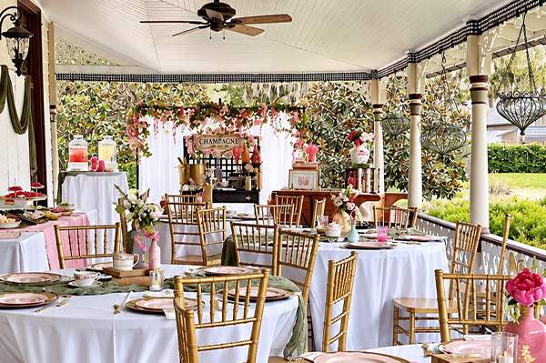 porch with table settings
