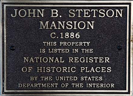 The Stetson Mansion historic marker