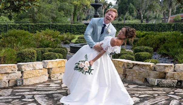 A couple dancing in the Mansion’s garden