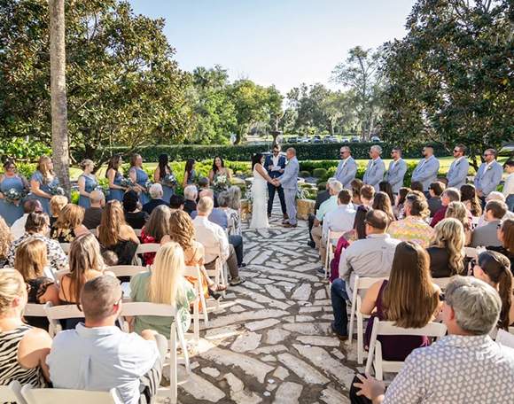 A wedding ceremony on the grounds